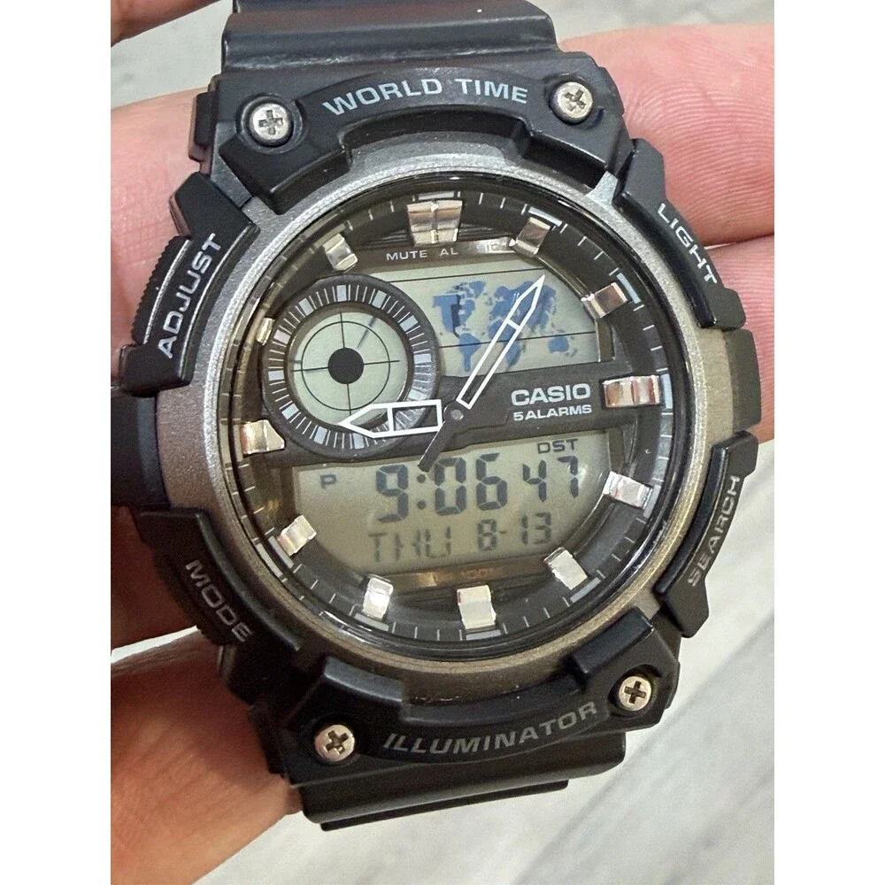Casio AEQ-200W 5472 World Time Analog Digital Illuminator WR100M Men’s Watch